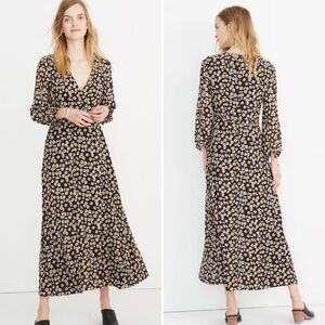 Madewell Wrap-Front‎ V-Neck Maxi Dress in French Floral True Black Size 2